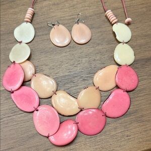 Handcrafted Tagua Nut Set Organic Necklace & Earrings from Ecuador